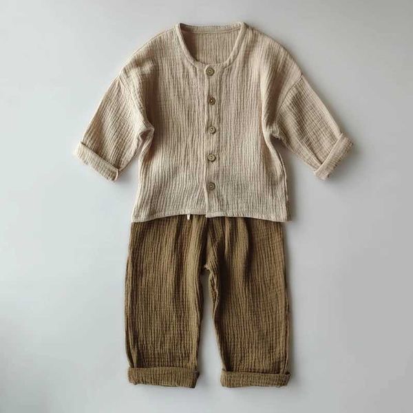 Kleidungssets 2-teiliges neues Kinderkleidungsset für Neugeborene mit Bärendruck-Design, langärmelige Strickjacken, Oberteile und Hosen, Bio-Baumwolle, Jungen- und Mädchen-Kleidungssets, L2401, L2402