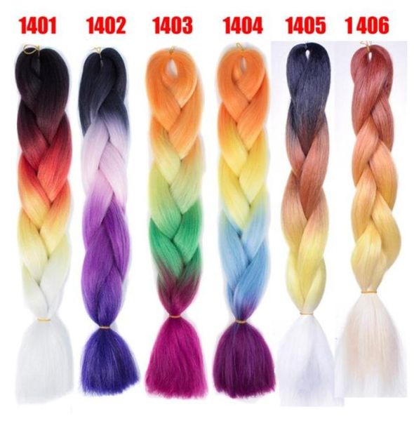 Jumbo-Zöpfe Xpression Brading Hair lila Farben Häkelzöpfe dreifarbig synthetische Haarverlängerung Marley für schwarze Frauen2272030