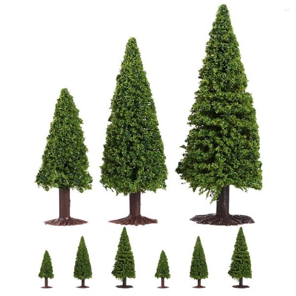 Noel Süslemeleri 9 PCS Model Çam Ağacı Küçük Dekorasyon Sahte Demir Tel Manzara Ağaçları El Sanatları için Minyatür Sahte Yeşil