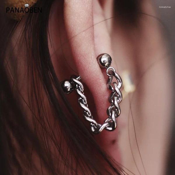 Ohrstecker PANAOBEN 925 Sterling Silber für Damen, Rock-Punk-Stil, personalisierbar, coole Hohlkette, fein