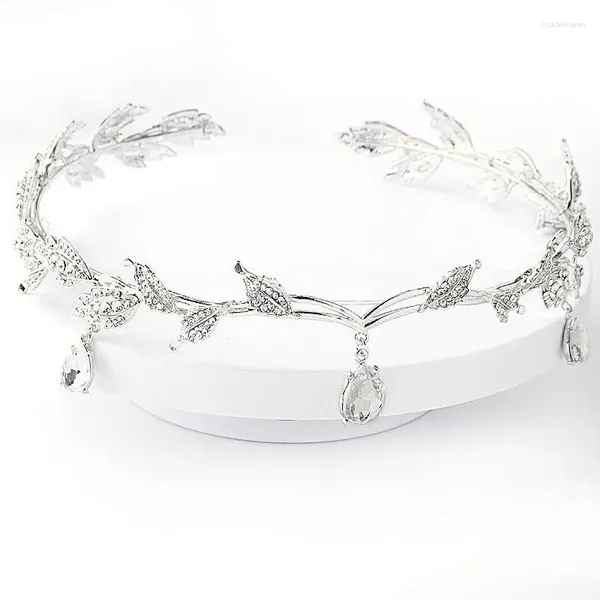 Haarspangen Strass Hochzeit Tiara Krone für Bräute Göttin Elf Prinzessin Fee Kristall Pendent Stirnband Blatt Cosplay Frauen Mädchen