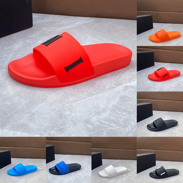 Debossed Piscina Slide Designer Chinelos Claquette Borracha Flats Triplo Preto Branco Vermelho Moda Mens Mulheres Verão Tendência Casual Sliders Praia Sapatos Sandálias