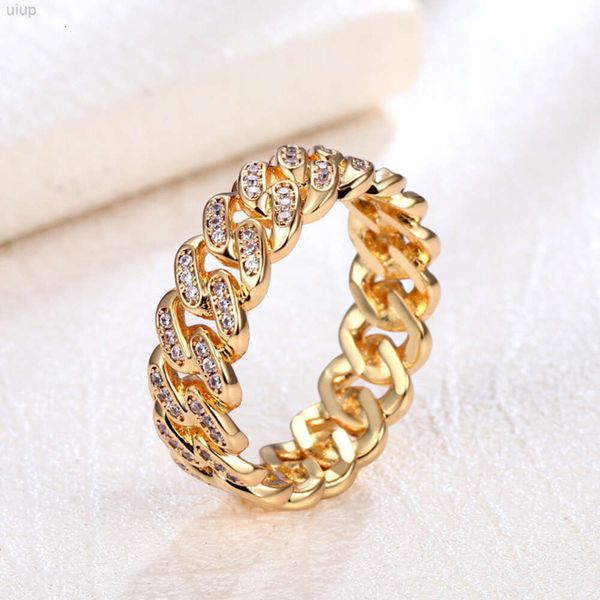 Heißverkaufsprodukt Hip Hop Gold plattiert Zirkon Kubaner Ring für Herrenketten Diamond Fashion Schmuck