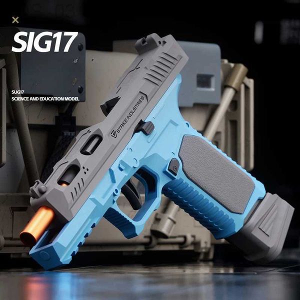 Pistola giocattoli Shell lancio SIG17 Pistola a fuoco continuo Blowback Beretta Pistola a proiettile morbido Vuota appesa Giocattolo per bambini Regalo per ragazzi YQ240307