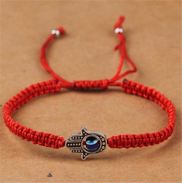 Handgewebtes Armband, Glücksarmband, Kabbala, rote Schnur, Hamsa-Armbänder, blauer türkischer Böser-Augen-Charm-Schmuck, Fatima-Armband J8289998