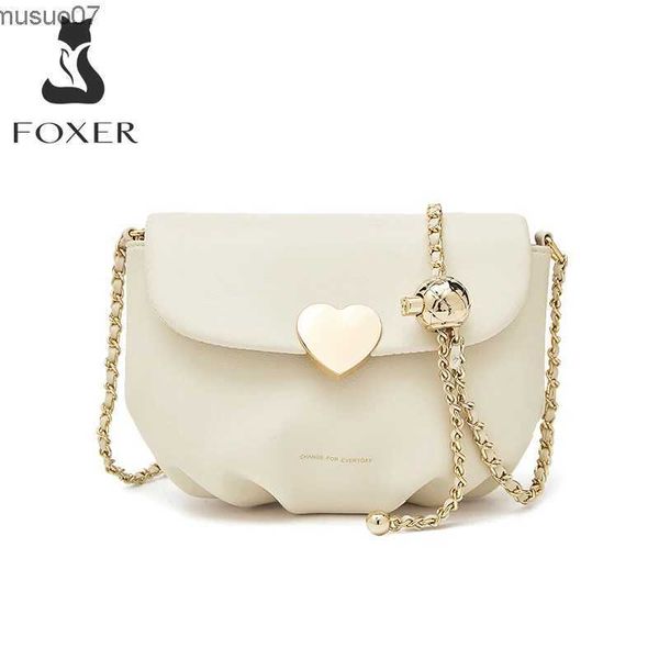 Messenger Bags FOXER Frauen Verstellbare Kette Umhängetasche Modedesign Einfache Umhängetasche Umhängetasche Dame Split Leder Herzförmige Flap BagL2403