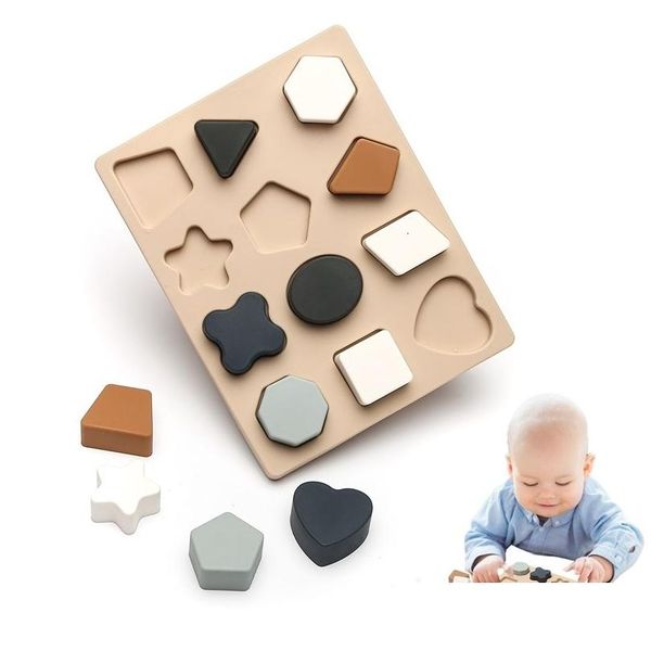 Giocattoli di intelligenza 1Set Baby Sile Montessori Geomet Jigsaw Puzzle Nested Stacking Bpa Giochi educativi in età prescolare Bambini Consegna di goccia Dhamg