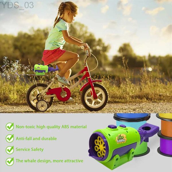 Pistola giocattoli divertente bici macchina per bolle bolle di sapone giocattoli che soffiano installati sul telaio del sedile della bicicletta pistola ad acqua elettrica per bambini giocattoli estivi per bambini YQ240307