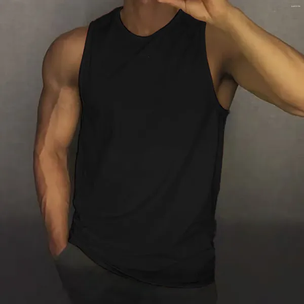 Herren Tank Tops Weste Sommer Underwaist Einfarbige Westen Mode Lässig Singlet Vintage Schwarz Ärmellos Hip-Top Streetwear Chaleco