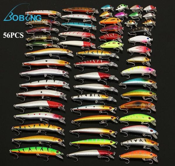 Bobing 56 Teile/los Allmächtige Mixed Angeln Köder Köder Set Wobbler Crankbait Swimbait Mit Drillinge Minnow Köder Karpfen Fisch Spinners2451507