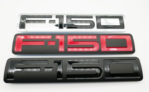 1x Nero Rosso Argenteo F150 Adesivo laterale per auto Portellone posteriore Distintivo dell'emblema Lettera Premium 3D Targhetta di ricambio per 2004-2008 F1508435349