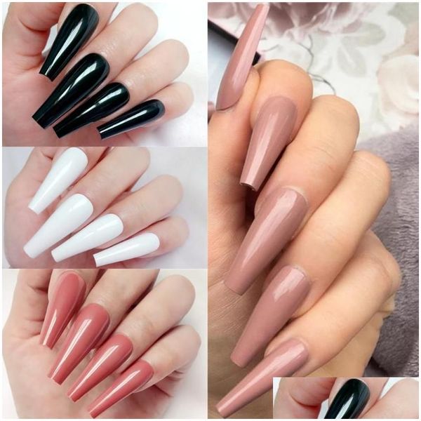 Unhas Falsas 24 Pcs Brilhante Nude Artificial Unha Falsa Com Cola Longa Bailarina Unhas Falsas Fl Er Dicas de Dedo para Design Ferramenta de Manicure Dro Dhyvh