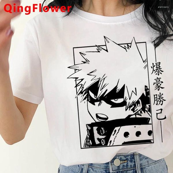 Camisetas femininas My Hero Academia Bakugou Boku No T-shirt Mulheres Camisa Branca 2024 Camisetas Gráficas Kawaii