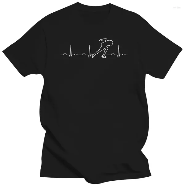 T-shirt da uomo Pattinaggio di velocità Battito cardiaco Camicia Divertente carino pattinatore Regalo d'amore Stampa T-shirt da uomo Top Funky in cotone T-shirt Fitness attillato