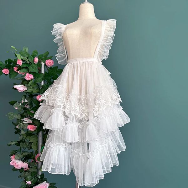 Rock Royal Sweet Lolita Style Mesh Schürze Rüschen Sheer Cover Up Röcke Damen Japanisch Weiß Kwaii Süße Prinzessin Röcke