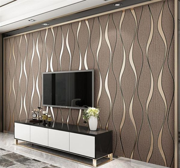 3D полосатые обои для стен в гостиной, ТВ-фон, украшение для стен, бумажные обои, домашний декор, современная бумага Peint261C3182550