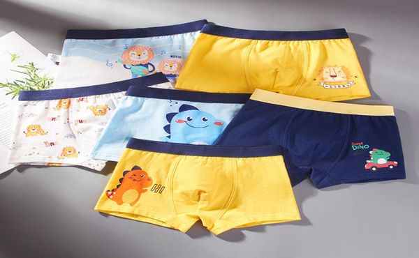 6pcsLot Jungen Boxer Briefs Kinder Baumwolle Unterwäsche Höschen Baby Junge Unterhose Teenager Cartoon Druck Weiche Kinder 214T 2021 New1616278