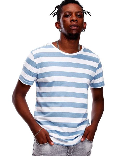 Полосатая рубашка для мужчин Футболка в полоску Мужские футболки Темно-синяя русская рубашка Даже базовая широкая полоска Косплей Красный Белый Черный Синий Мальчик 240304