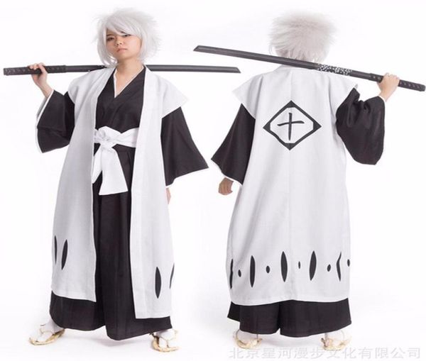 Costume a tema Anime Bleach Costume Cosplay Kyouraku Shunsui Kenpachi Zaraki Mantello bianco Cappotto Capitano Mantello No Kimono nero4745276