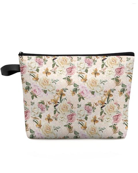 Kosmetiktaschen, Blumenblätter, Vintage-Make-up-Tasche, Reiseutensilien, Damen-Toiletten-Organizer, Kinder-Aufbewahrung, Federmäppchen