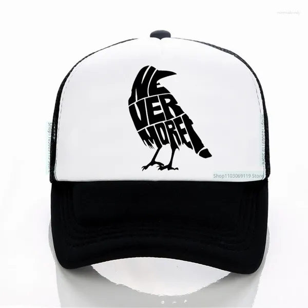 Bonés nunca mais!Chapéu masculino engraçado boné de beisebol dos desenhos animados corvo impressão masculino pai chapéus legal verão malha respirável snapback casquette