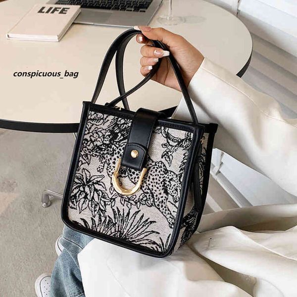 Messenger Bags Canvas Flower Fabric Trend Tote Bag 2024 New Style Messenger Bag Bedruckte Jungle Animal Picture Handtaschen