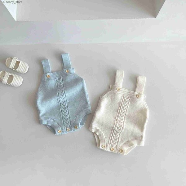 Overalls Neugeborenes Baby Mädchen Junge Gestrickter Strampler Ärmelloser Overall Säugling Kleinkind Pullover Onesie Overalls Sommer Frühling Babykleidung 0-2 Jahre L240307