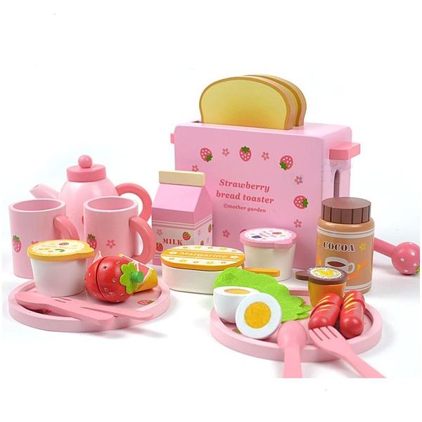 Küchen spielen Food Mutter Garten Kinderholz Playhouse Spielzeug Toast Brot Toaster Kinder Holzküchenspielzeug Set Abgabe zu DHGQN