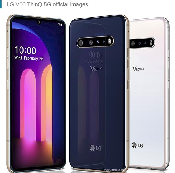 LG V60 ThinQ 5G V600 6,8 Zoll Octa-Core 8 GB RAM 128 GB ROM Telefone 64 MP Dreifachkamera 1 SIM-Fingerabdruck Original entsperrtes Mobiltelefon