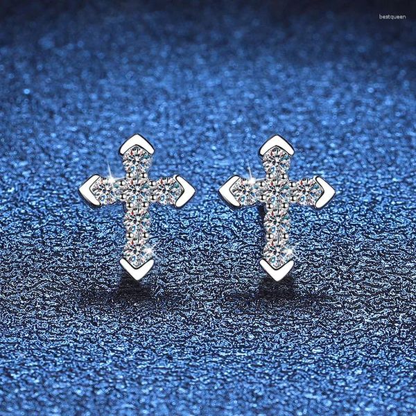 Серьги-гвоздики 0,36 карата, настоящий муассанитовый крест, женские индивидуальные ювелирные изделия из серебра 925 пробы, Mosan Diamond Pass с Gra