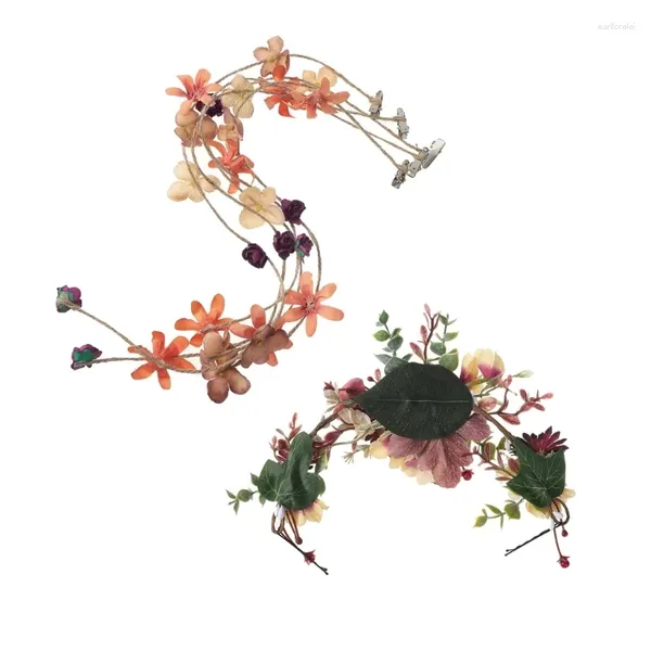 Haarspangen Y4QE Schöner Kopfreifen mit realistischen Blumen Hochzeitsschmuck Kopfschmuck Blumenstirnbänder