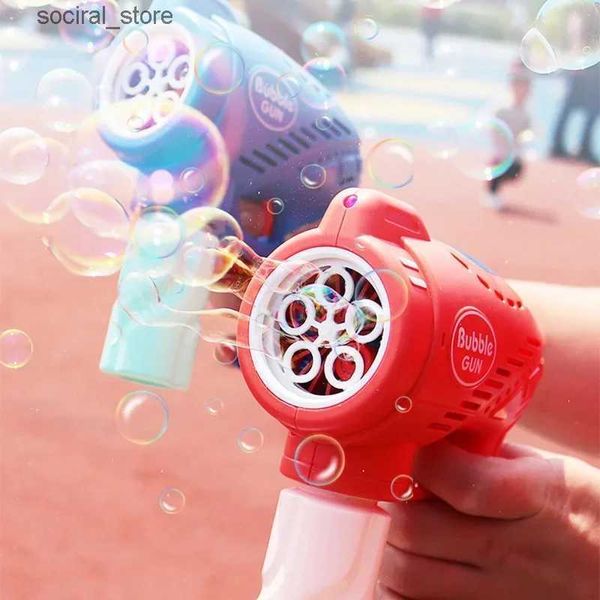 Giochi con la sabbia Divertimento in acqua Macchina elettrica per bolle Luce lampeggiante Soffiatore automatico per bolle di sapone Acqua Bolle Maker Pistola Genitore-figlio Bolle che soffiano giocattoli L240307