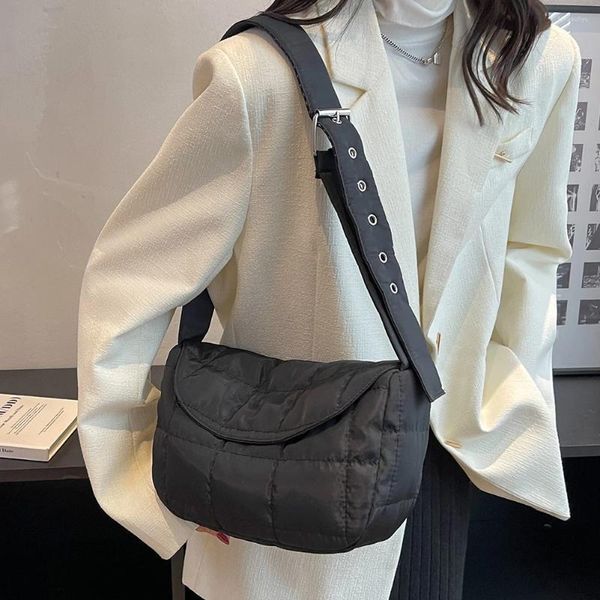 Omuz çantaları moda pamuk messenger çanta eşkenar dörtgen desen flep bayanlar satchel kadınlar hafif yüksek kaliteli katı crossbody