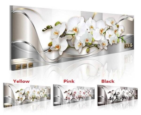 Senza cornice Orchidea Design Arte Stampa su tela Moda moderna Decorazione floreale per la casaColoreGialloRosaNeroTaglia39605010