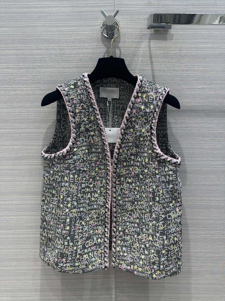 Milan runway jaquetas 2024 nova primavera outono com decote em v sem mangas topos marca mesmo estilo casacos designer feminino colete 0814-3