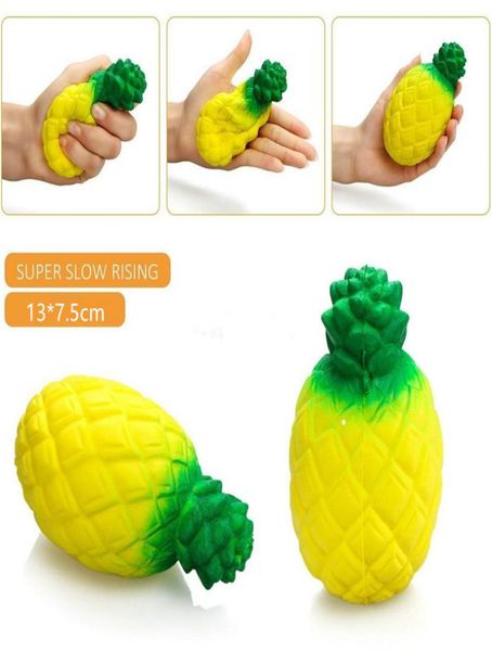 2018 Giocattoli per bambini Nuovo arrivo Jumbo Cartoon Ananas Squishy Lento aumento Borsa Cinghie per cellulare Charms Portachiavi Ciondolo Divertente KidsToy5152921