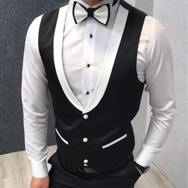 Westen Herren Weste 2023 Neue Mode Gentleman Schwarz Slim Fit Einreiher Einteiliges Tank Top Hochzeit Bräutigam