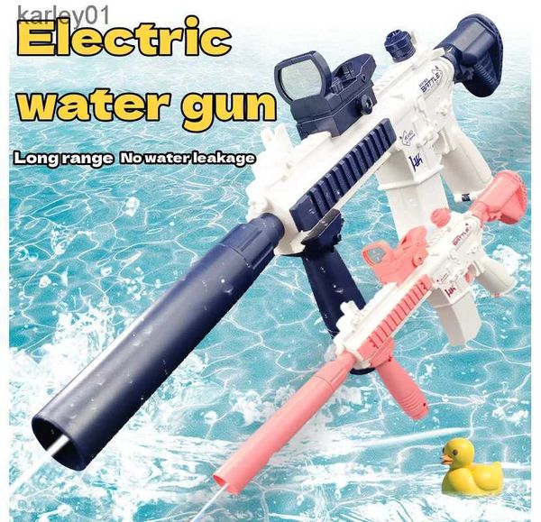 Pistola Giocattoli I più nuovi giocattoli elettrici della pistola ad acqua scoppiano i bambini ad alta pressione forte energia di carica acqua spruzzo d'acqua automatico giocattolo per bambini yq240307