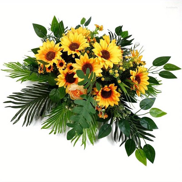 Dekorative Blumen, Lilie, künstliche Reihe, Sonnenblume, Seidenblume für El-Fenster, Straßenführer, Hochzeit, Bogen-Arrangement, gefälschte Dekoration
