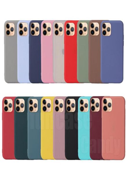 Capas para iPhone 14 Pro Max 13 Mini 12 11 XS XR X 8 7 Plus SE Candy Color Ultra Slim Matte Fosco Macio TPU Gel Silicone Borracha Co1590960