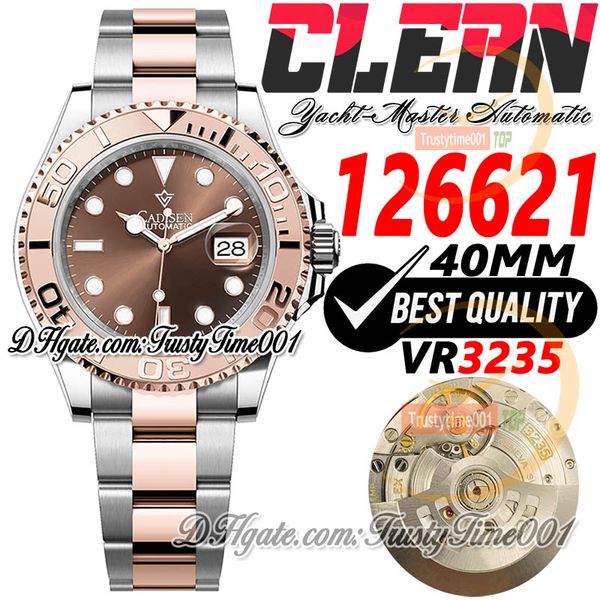 126621 VR3235 Orologio automatico da uomo Clean CF Y-M 40mm bicolore oro rosa quadrante marrone Cassa in acciaio 904L SS Bracciale Super Edition Trustytime001 Orologi Reloj Hombre Montre