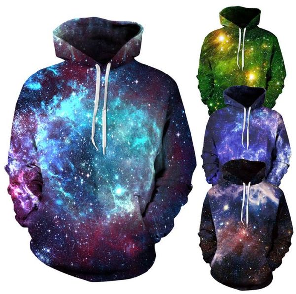 Mens Designer Hoodies para Mulheres Moletom 3D Impresso Estrelas Nebulosa Hoodie Solto Fino Casual Hoodies Jaqueta Pullovers3191315