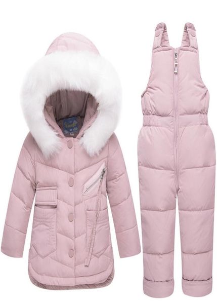 Kış çocukları039s giyim seti kız bebek kızlar için ceket aşağı ceket kızlar ceket kıyafetleri kalın kayak kar kıyafeti lj20122334408