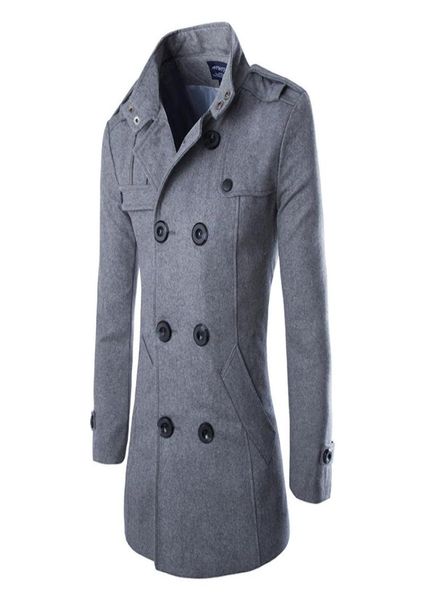 Outono moda inverno jaquetas e casacos masculinos duffle elegante estilo britânico único breasted masculino ervilha casaco de lã trench4596248