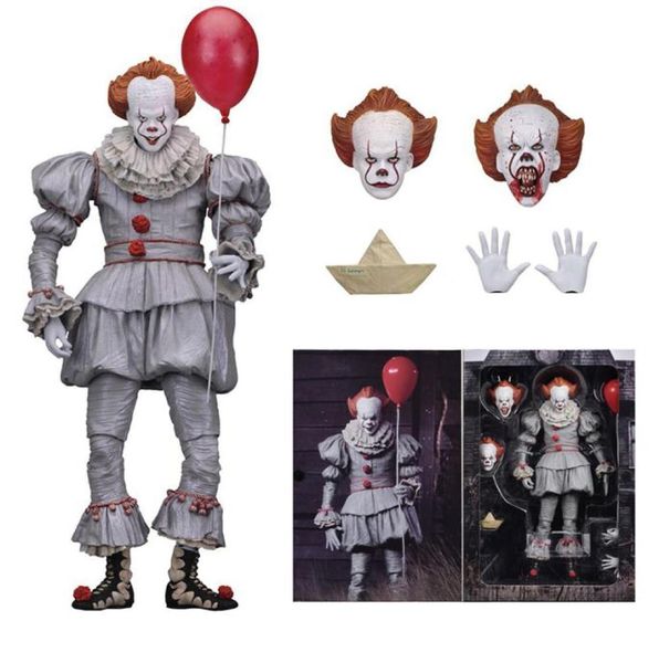 18 cm 7 Zoll Neca Stephen King039s It Pennywise Joker Clown PVC Actionfigur Spielzeug Puppen Halloween Tag Weihnachtsgeschenk C190415017081262