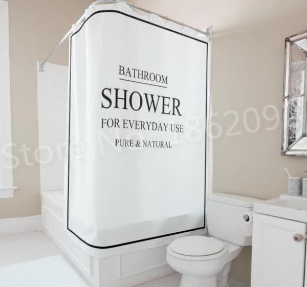 Moderno preto branco banho cortina de banheiro chuveiro para uso diário conjunto cortina de chuveiro nórdico à prova d180água 180x180cm3528527