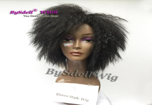 Parrucche per capelli lisci crespi afro-americani per donna nera corta afro crespi sintetici resistenti al calore nero rosso marrone colore capelli Natur5000095