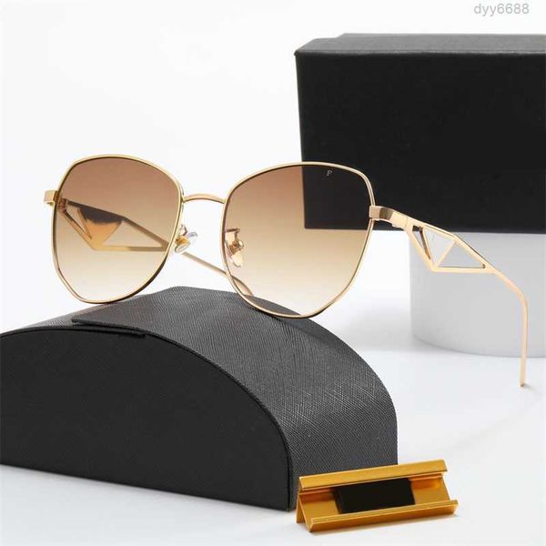 Designer de moda óculos de sol clássico mulheres triângulo armação de metal óculos tons fino banhado a ouro prata lunette homme polarizado para hj026 em