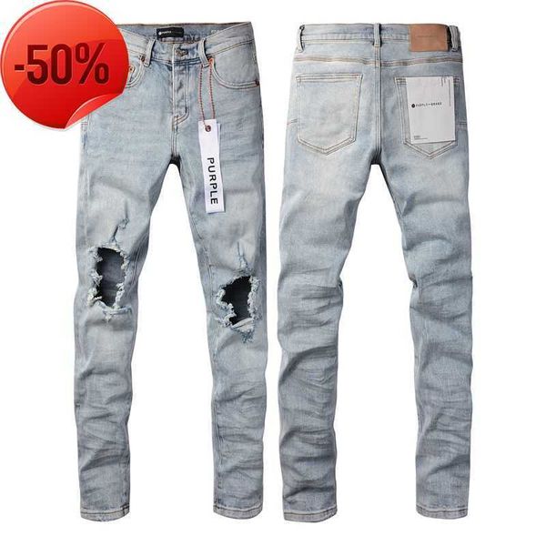 Lila Jeans, Herren-Luxusjeans, Designer-Jeans, Hose, gestapelte Hose, Biker-Stickerei, zerrissen für den Trend, Größenjeans für Männer, Tränen, europäische Jeans, Herren-Hosen für Herren {Kategorie}