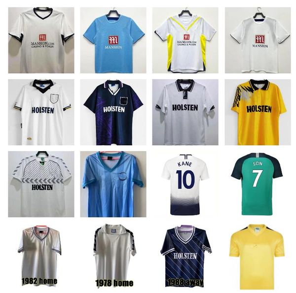1982 1990 1991 1992 1994 1998 1999 TOTTENHAM Retro camisas de futebol Klinsmann GASCOIGNE ANDERTON SHERINGHAM BALE GINOLA 91 92 94 95 clássico camisa de futebol vintage